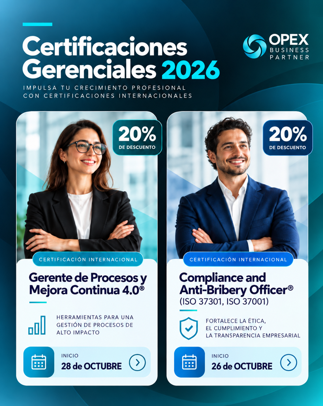 Certificaciones Gerenciales 2026 con 20% de descuento Curso Auditor Líder ISO 37301